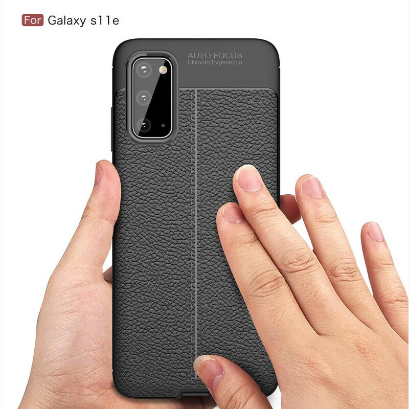 Kuori Samsung Galaxy S20 Double Line Litchi Leather Effect