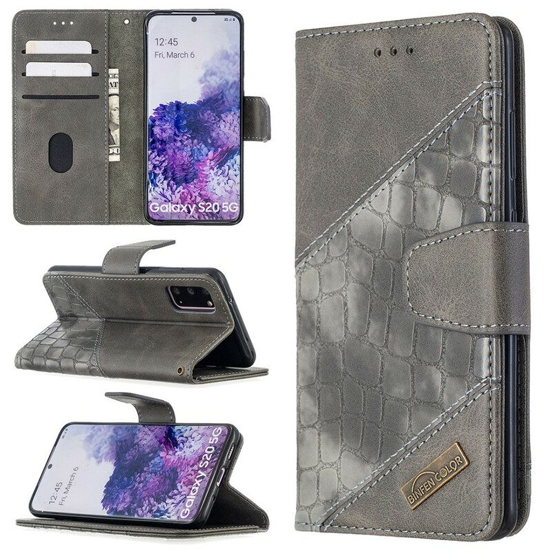 Nahkakotelo Samsung Galaxy S20 Classic Crocodile Skin Effect