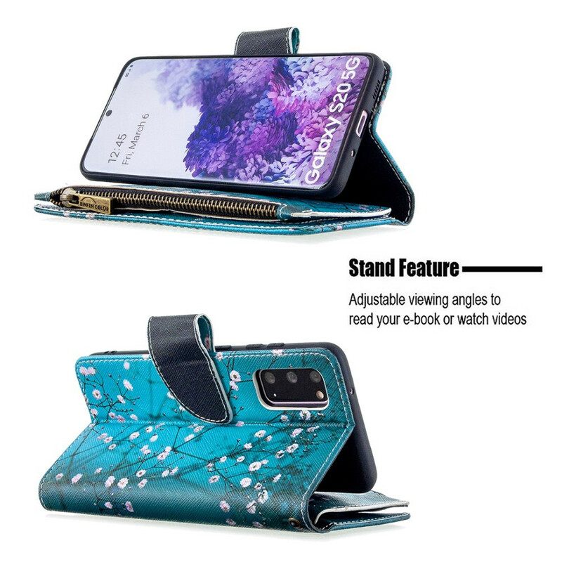 Nahkakotelo Samsung Galaxy S20 Vetoketjullinen Puutasku