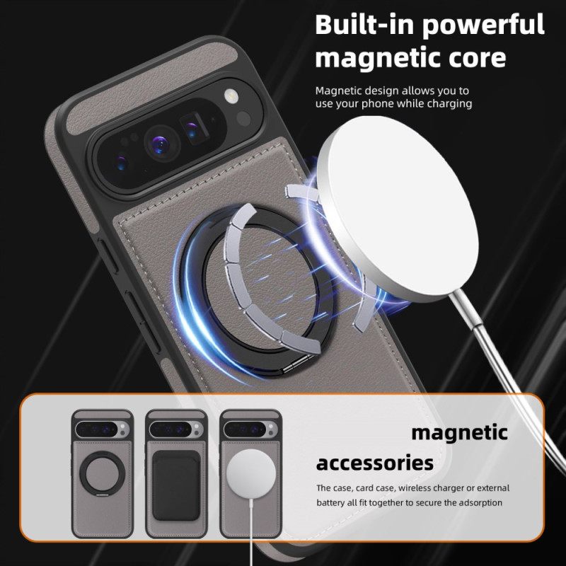 Kuori Google Pixel 10 Pro Xl Magsafe-yhteensopiva Sormuspidike Mokkanahkakuvio