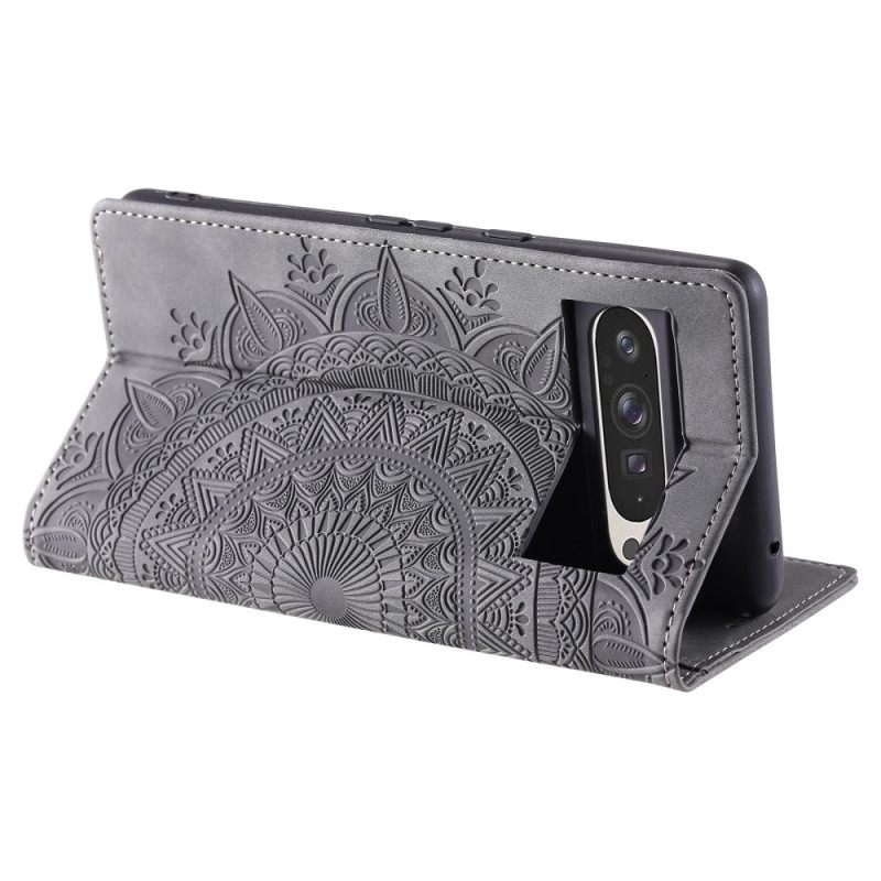 Nahkakotelo Google Pixel 10 Pro Xl Mandala-mokkanahkaefekti