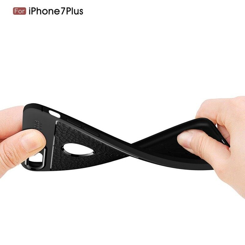 Kuori iPhone 8 Plus / 7 Plus Nahkaefekti Litsi Kaksinkertainen Linja