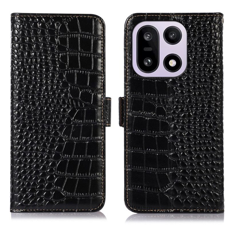 Kotelot Oneplus 15 Krokotiilinkuvioinen Nahkainen Rfid-estolompakko