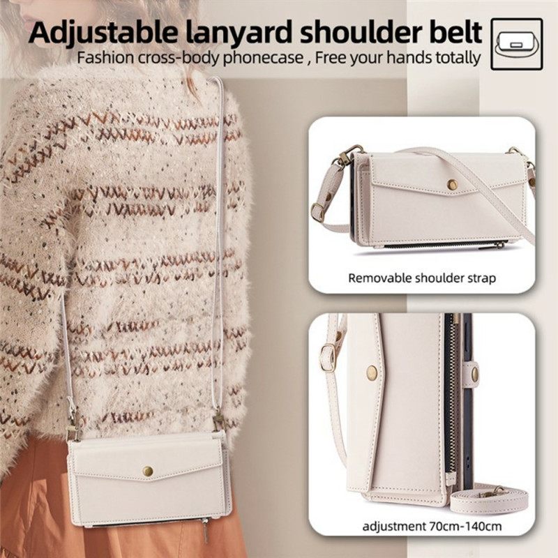 Kotelot Oneplus 15 Lompakko Olkahihnalla Ja Kaulanauhalla Suojakuori