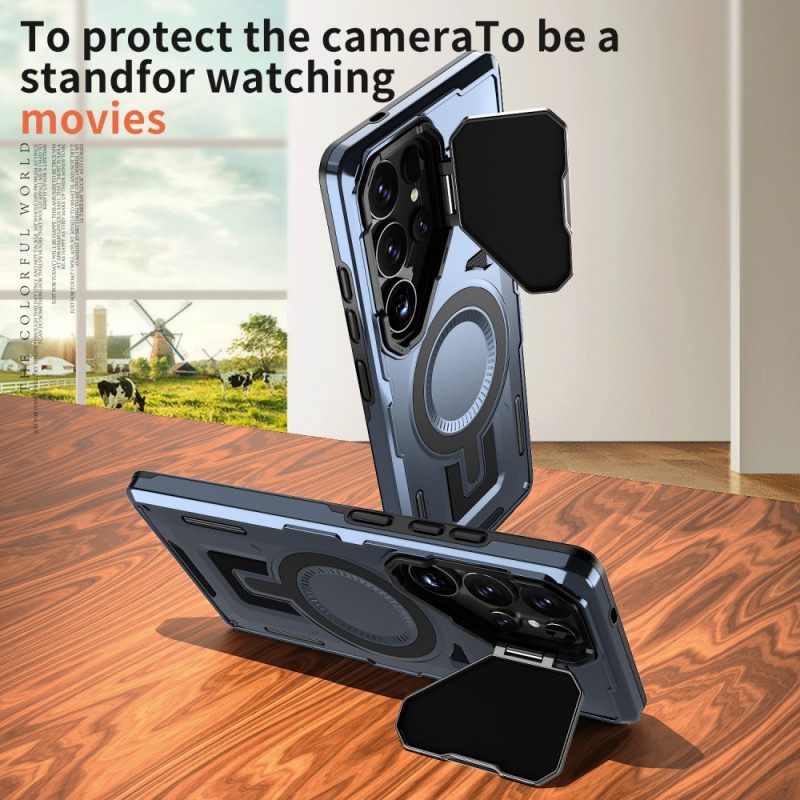 Case Samsung Galaxy S25 Ultra 5g Puhelinkuoret Metallinhohtoinen Linssinsuojuksella Ja Jalustalla