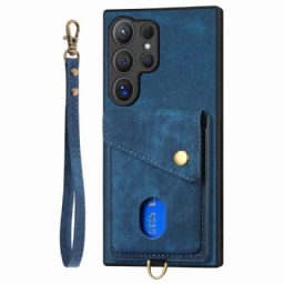 Case Samsung Galaxy S25 Ultra 5g Puhelinkuoret Mokkanahkakuvio Korttitaskulla Ja Jalusta