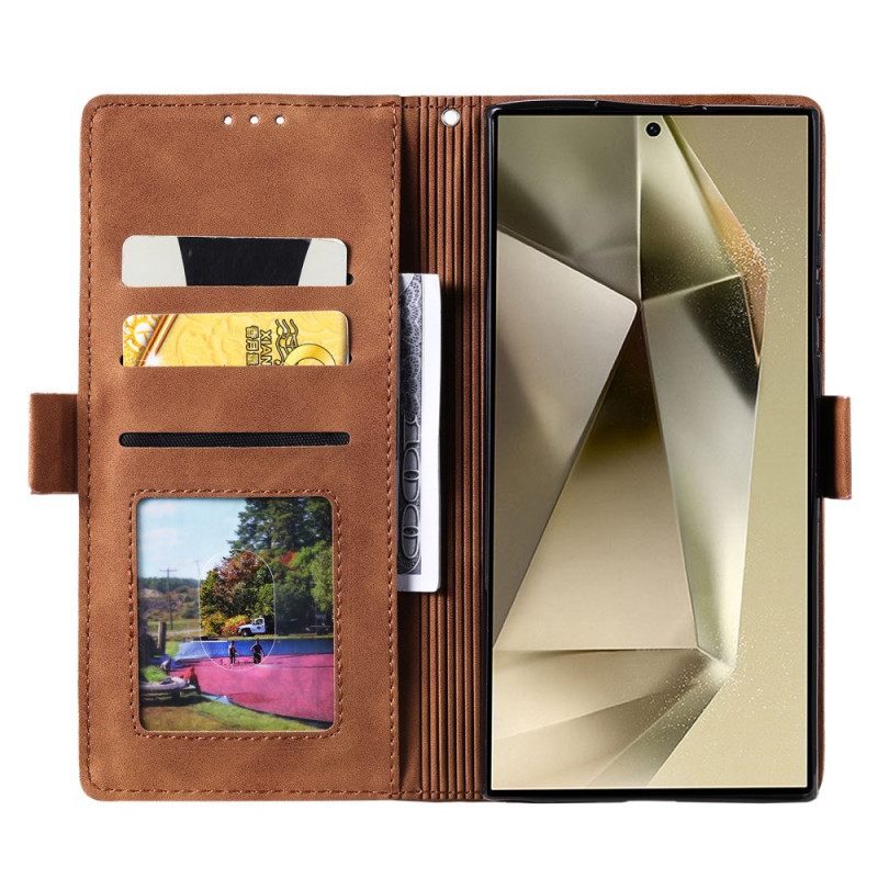 Kotelot Samsung Galaxy S25 Ultra 5g Kaksivärinen Mokkanahkamainen Rfid-estolompakko