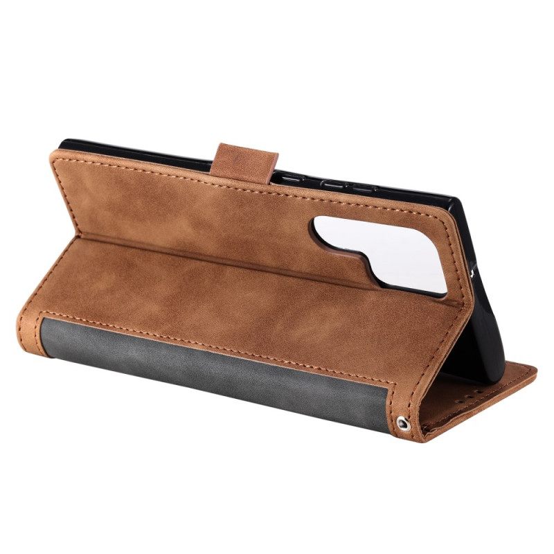 Kotelot Samsung Galaxy S25 Ultra 5g Kaksivärinen Mokkanahkamainen Rfid-estolompakko