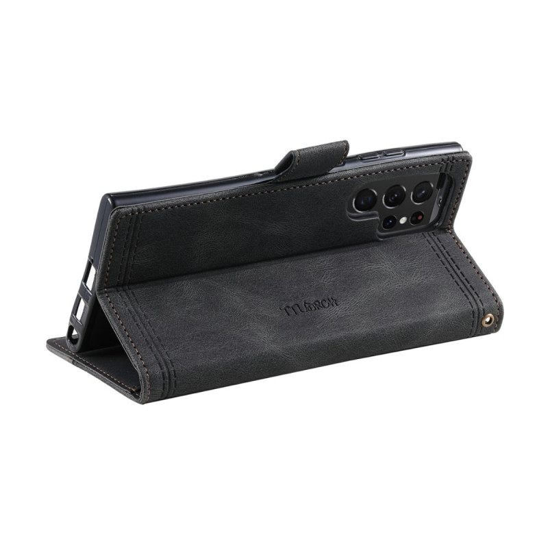 Kotelot Samsung Galaxy S25 Ultra 5g Kaksivärinen Mokkanahkamainen Rfid-lompakko Hihnalla