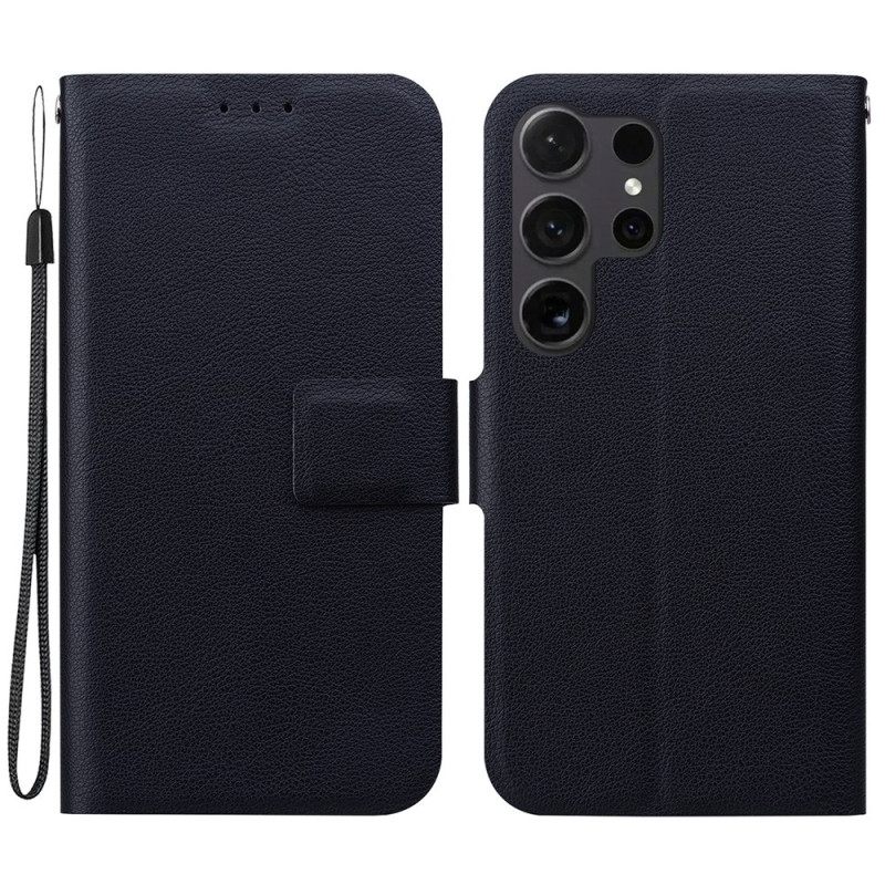 Kotelot Samsung Galaxy S25 Ultra 5g Yksivärinen Nahkakuvio Hihnalla