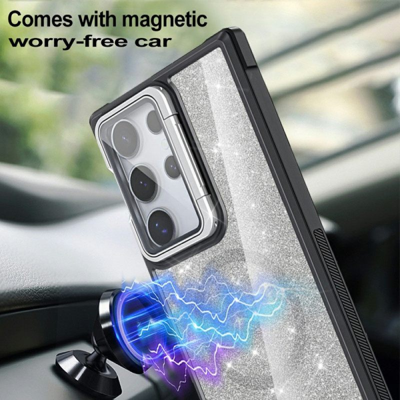 Kuori Samsung Galaxy S25 Ultra 5g Kimallus Sisäänrakennetulla Jalustalla Suojakuori