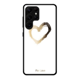 Kuori Samsung Galaxy S25 Ultra 5g Kultainen Sydän Valkoisella Taustalla