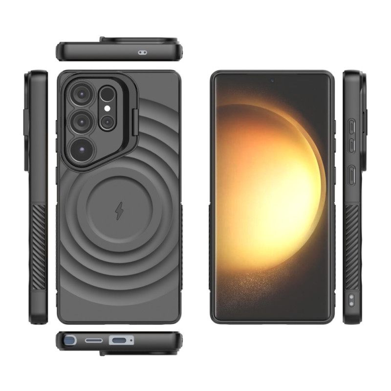 Kuori Samsung Galaxy S25 Ultra 5g Magsafe-yhteensopiva Aaltoileva Muotoilu Jalustalla Suojakuori