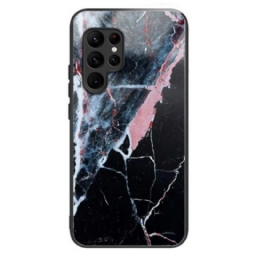 Kuori Samsung Galaxy S25 Ultra 5g Mustavalkoinen Marmori Karkaistu Lasi Suojakuori