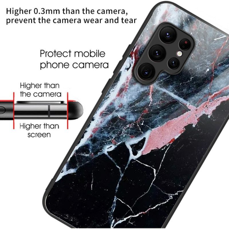 Kuori Samsung Galaxy S25 Ultra 5g Mustavalkoinen Marmori Karkaistu Lasi Suojakuori