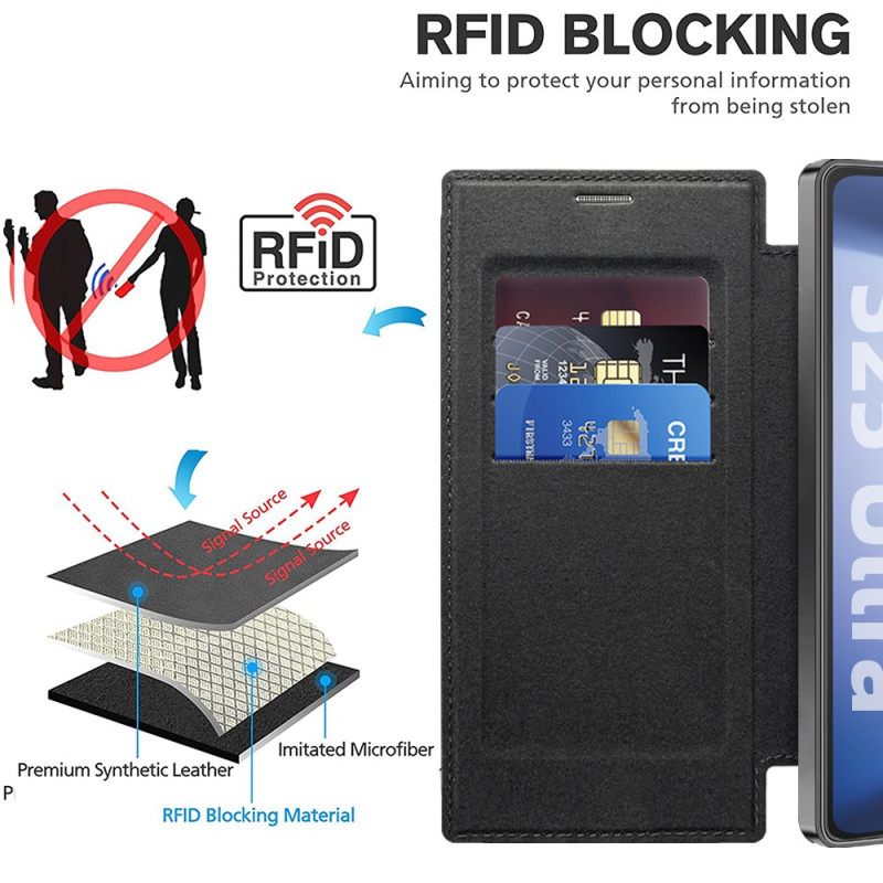 Nahkakotelo Samsung Galaxy S25 Ultra 5g Magsafe-yhteensopiva Rfid-suojatun Nahkakuvion Kanssa