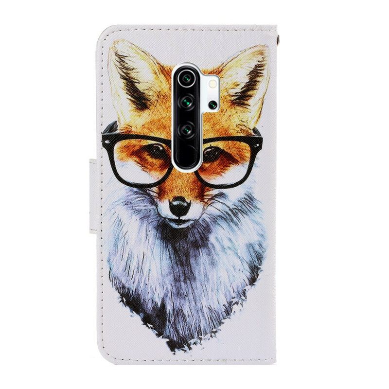 Nahkakotelo Xiaomi Redmi Note 8 Pro Suojaketju Kuori Brainy Fox Hihnassa