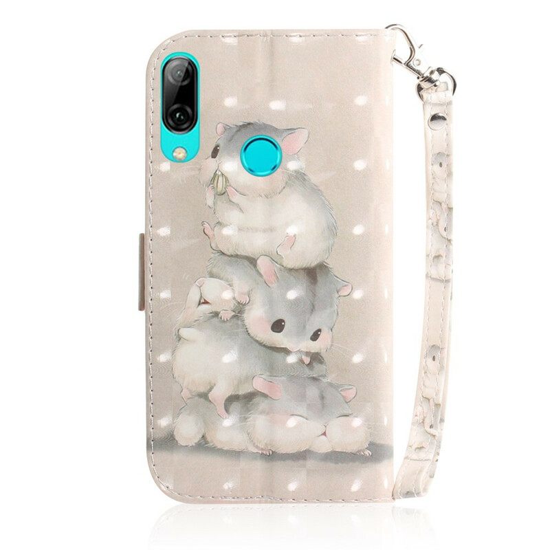 Kotelot Huawei P Smart 2019 / Honor 10 Lite Suojaketju Kuori Hamsterit Lanyardissa