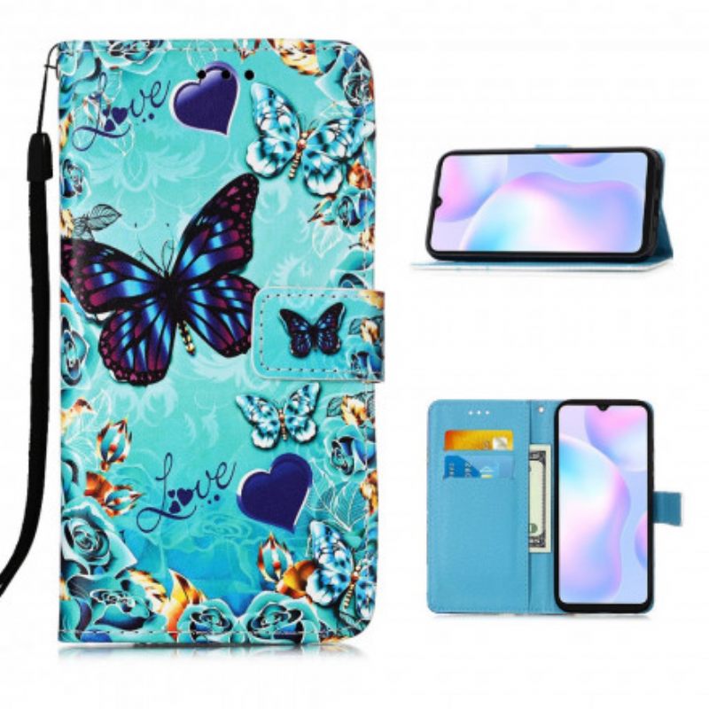 Kotelot Xiaomi Redmi 9A Suojaketju Kuori Love Butterflies In Strap
