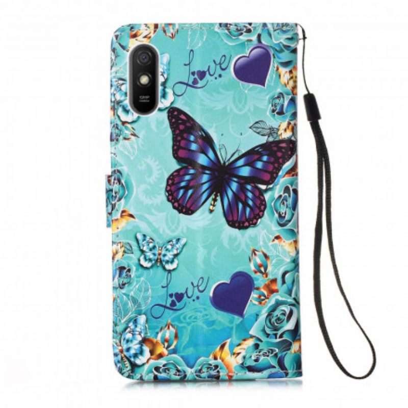 Kotelot Xiaomi Redmi 9A Suojaketju Kuori Love Butterflies In Strap