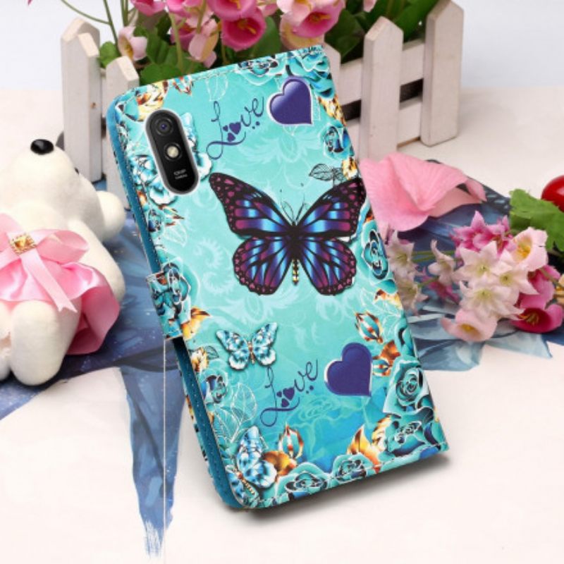 Kotelot Xiaomi Redmi 9A Suojaketju Kuori Love Butterflies In Strap
