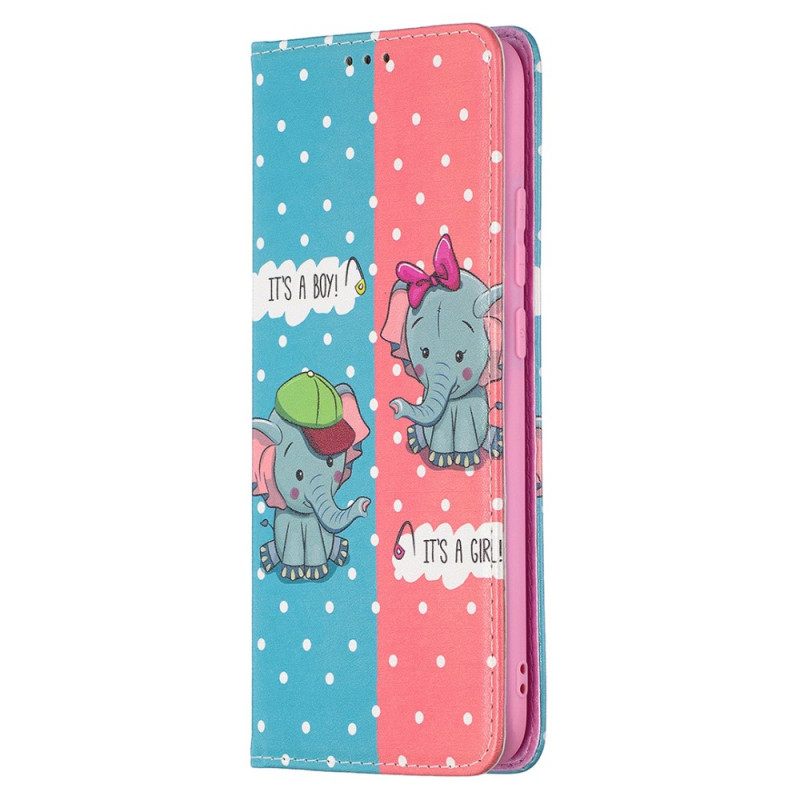 Puhelinkuoret Xiaomi Redmi 9A Kotelot Flip Baby Elephants