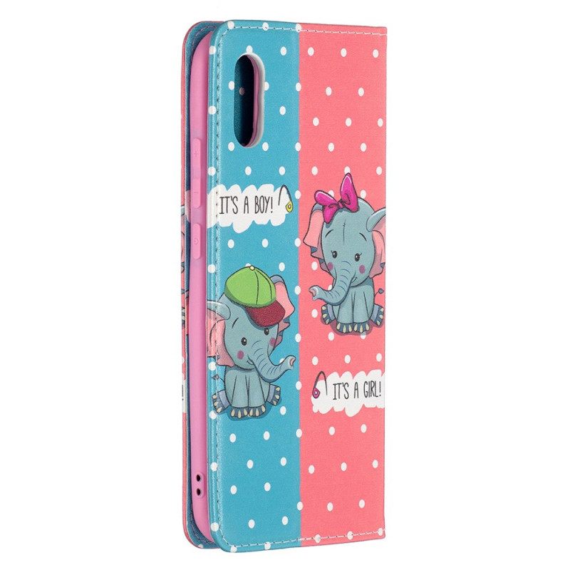 Puhelinkuoret Xiaomi Redmi 9A Kotelot Flip Baby Elephants
