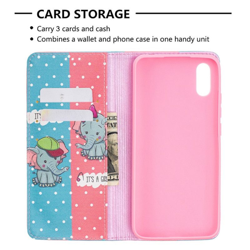 Puhelinkuoret Xiaomi Redmi 9A Kotelot Flip Baby Elephants