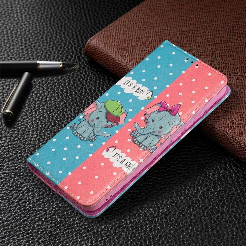 Puhelinkuoret Xiaomi Redmi 9A Kotelot Flip Baby Elephants