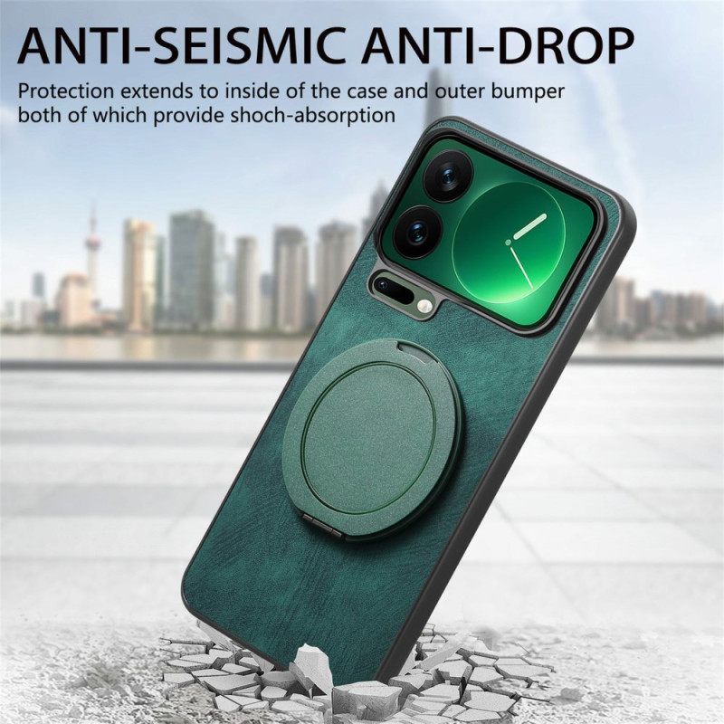 Kuori Xiaomi 17 Pro Pyörivä Jalusta Ja Retro-nahka Tekstuuri