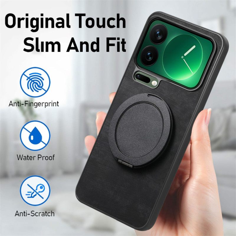 Kuori Xiaomi 17 Pro Pyörivä Jalusta Ja Retro-nahka Tekstuuri