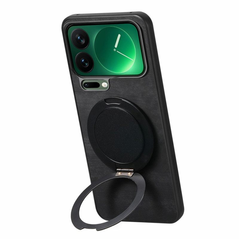 Kuori Xiaomi 17 Pro Pyörivä Jalusta Ja Retro-nahka Tekstuuri