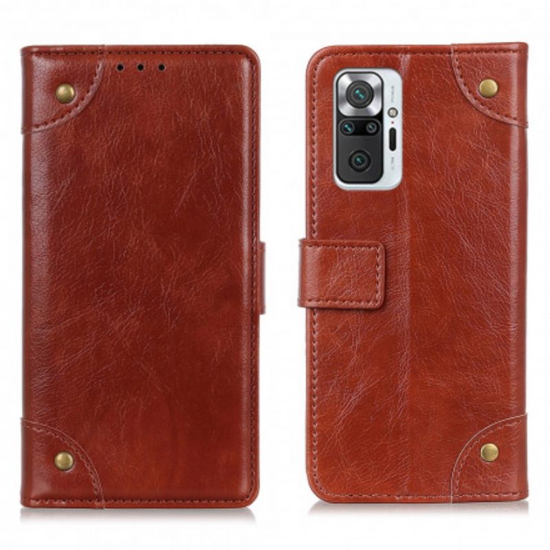 Flip Case Xiaomi Redmi Note 10 Pro Style Nappan Nahkaiset Vintage-niitit