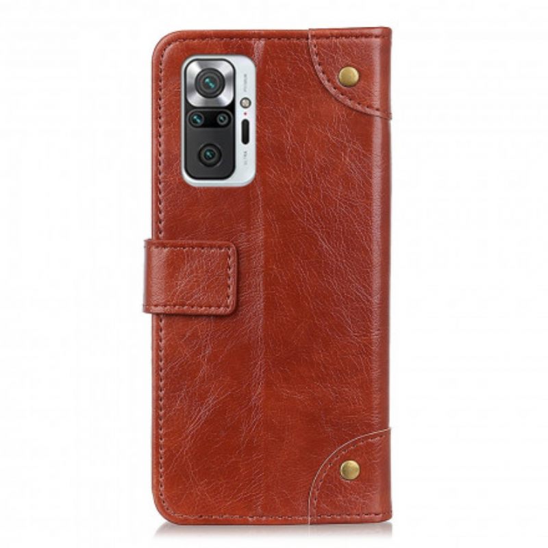 Flip Case Xiaomi Redmi Note 10 Pro Style Nappan Nahkaiset Vintage-niitit