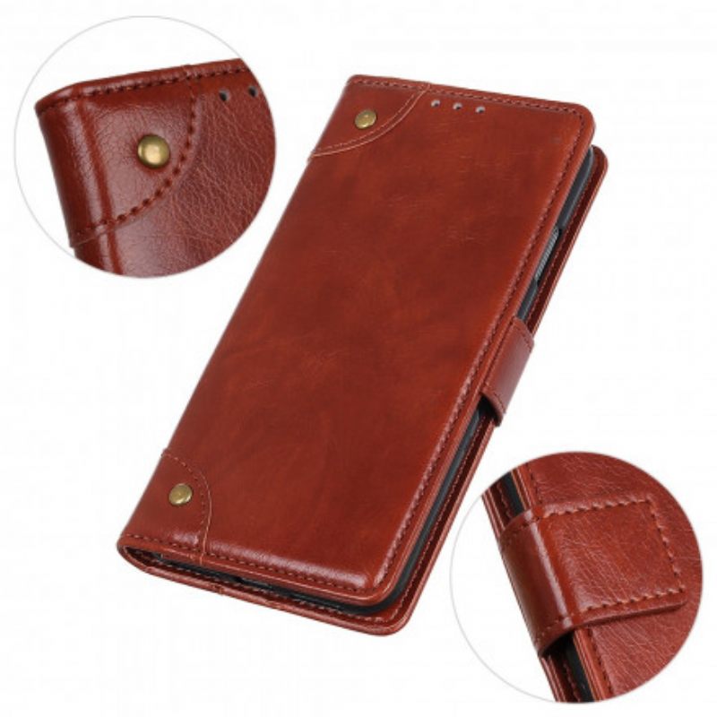Flip Case Xiaomi Redmi Note 10 Pro Style Nappan Nahkaiset Vintage-niitit