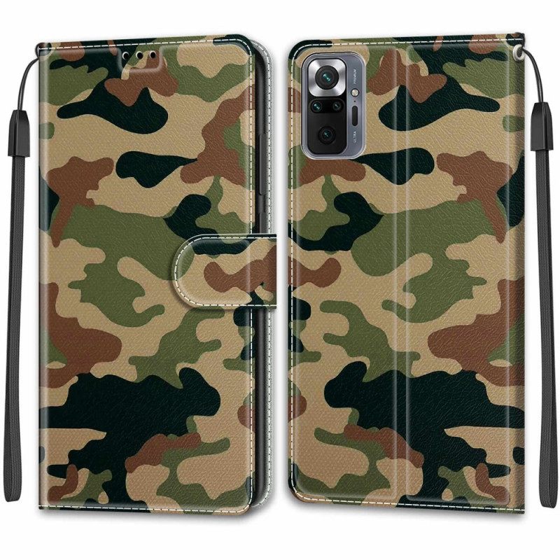Kotelot Xiaomi Redmi Note 10 Pro Suojaketju Kuori Military Camo Hihna