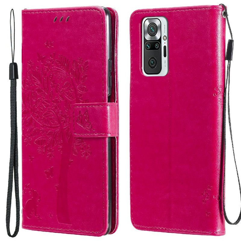 Kotelot Xiaomi Redmi Note 10 Pro Suojaketju Kuori Tree And Strappy Cat