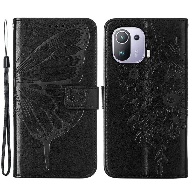 Kotelot Xiaomi Mi 11 Pro Butterfly Design Kaulanauhalla