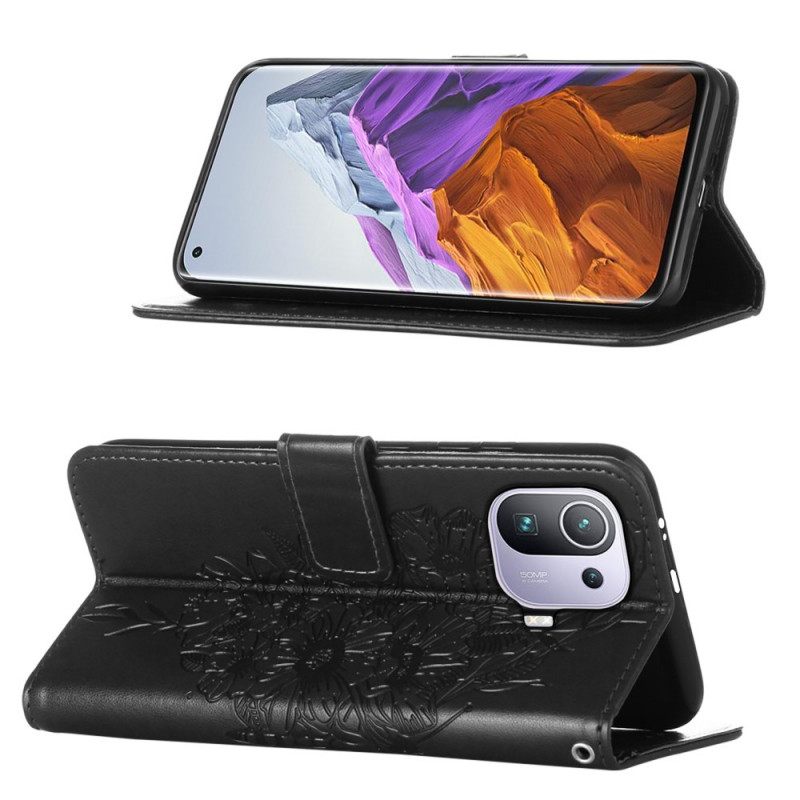 Kotelot Xiaomi Mi 11 Pro Butterfly Design Kaulanauhalla