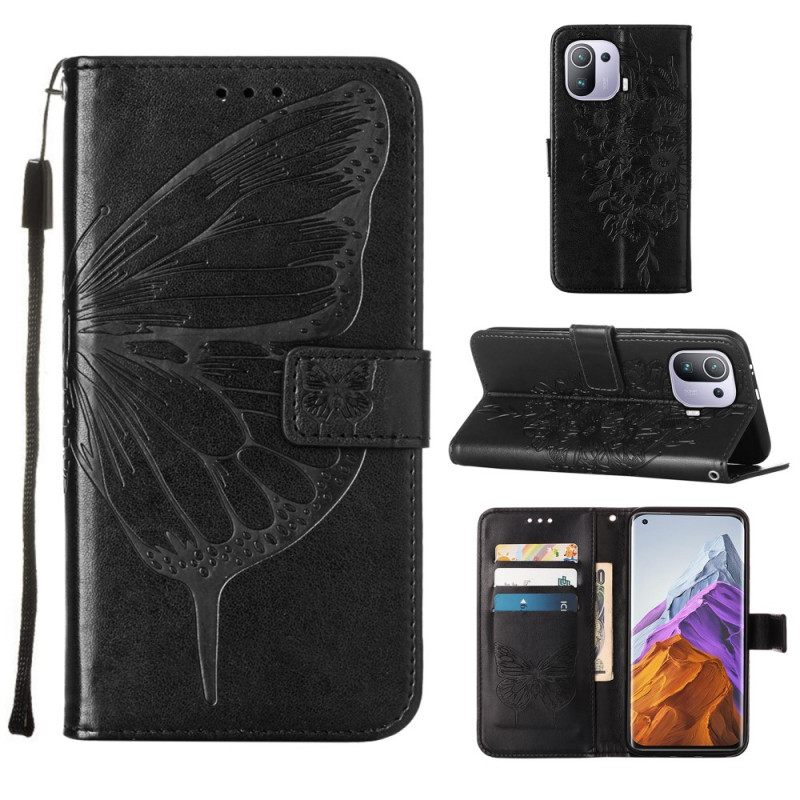 Kotelot Xiaomi Mi 11 Pro Butterfly Design Kaulanauhalla