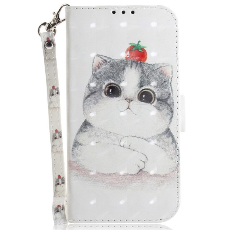 Flip Case OnePlus 10 Pro 5G Suojaketju Kuori Kissa Ja Tomaatti Hihnassa