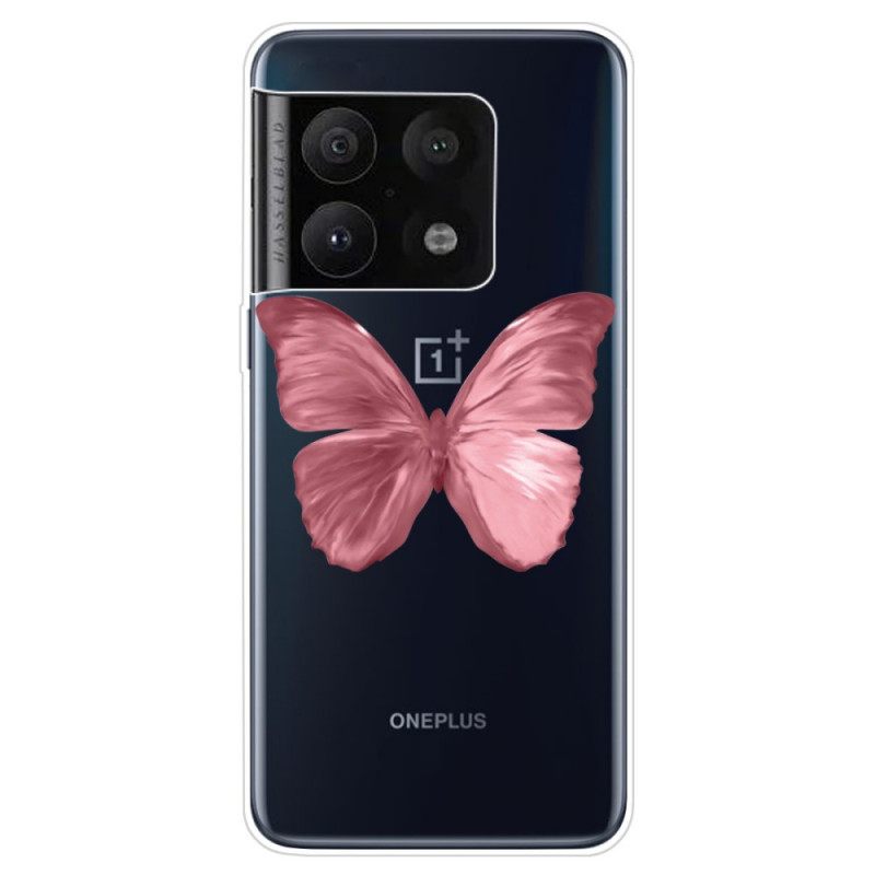 Kuori OnePlus 10 Pro 5G Flexible Pink Butterfly