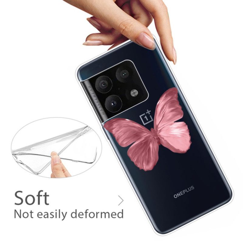 Kuori OnePlus 10 Pro 5G Flexible Pink Butterfly