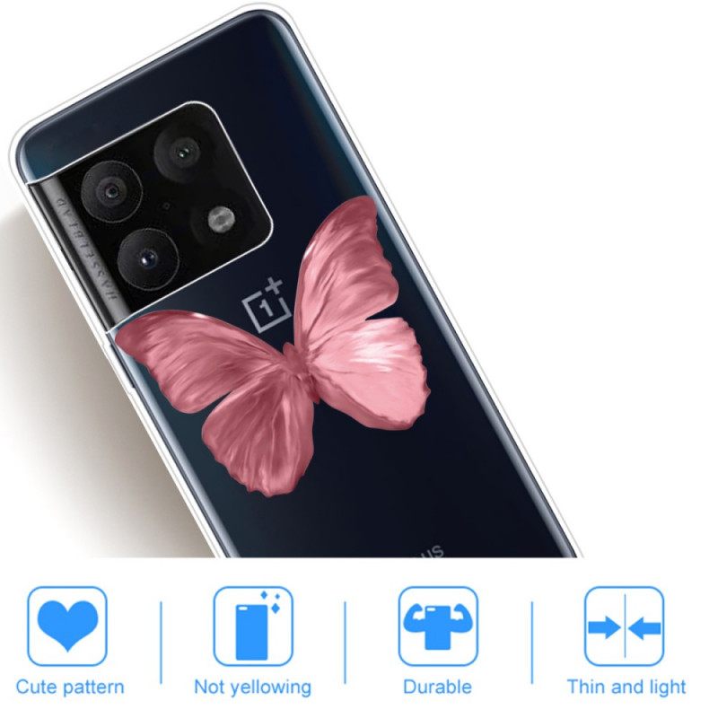 Kuori OnePlus 10 Pro 5G Flexible Pink Butterfly