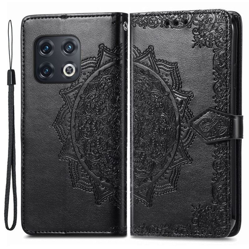 Nahkakotelo OnePlus 10 Pro 5G Suojaketju Kuori Mandala Tribal Strappy