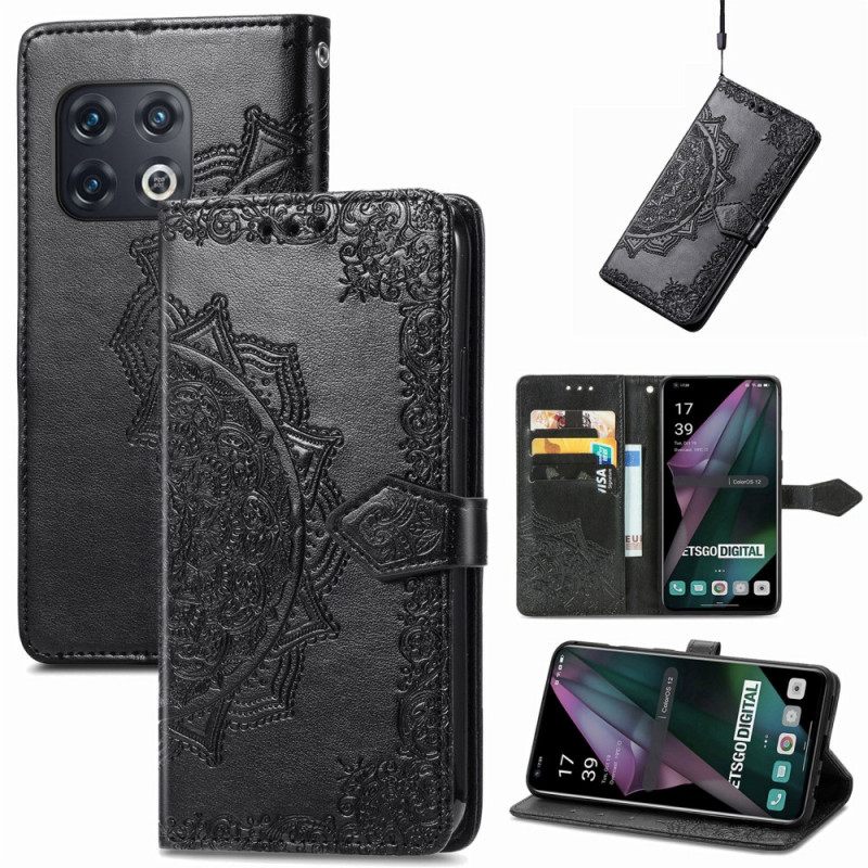 Nahkakotelo OnePlus 10 Pro 5G Suojaketju Kuori Mandala Tribal Strappy