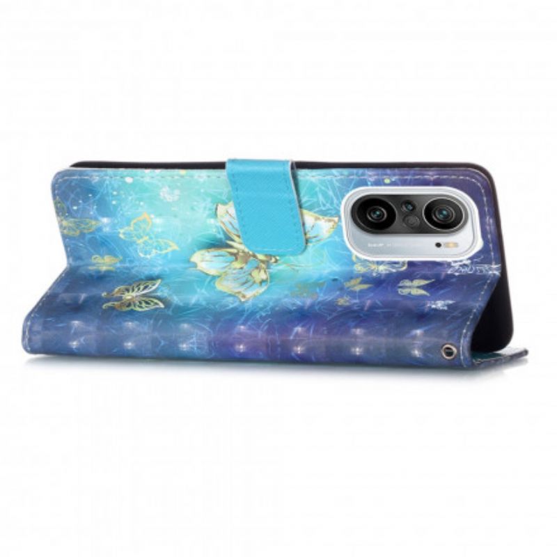 Nahkakotelo Xiaomi Mi 11i 5G / Poco F3 Golden Butterflies