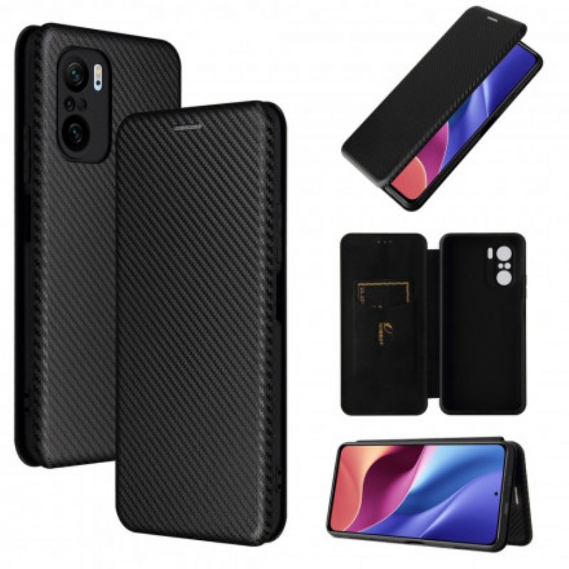 Puhelinkuoret Xiaomi Mi 11i 5G / Poco F3 Kotelot Flip Hiilikuitu Tukirenkaalla