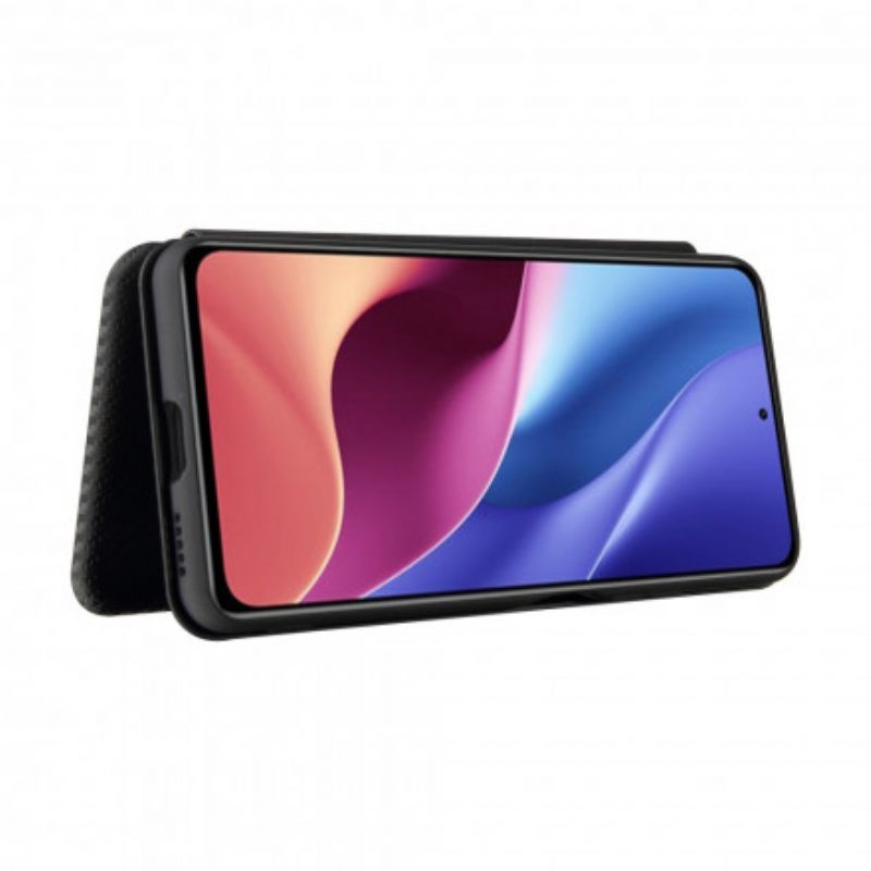 Puhelinkuoret Xiaomi Mi 11i 5G / Poco F3 Kotelot Flip Hiilikuitu Tukirenkaalla