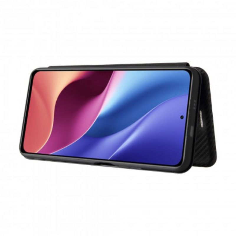 Puhelinkuoret Xiaomi Mi 11i 5G / Poco F3 Kotelot Flip Hiilikuitu Tukirenkaalla